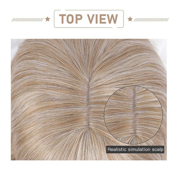 🆕️ Ombre Ash Blonde Wig with Bangs 24”Mixed Color - Picture 3 of 7